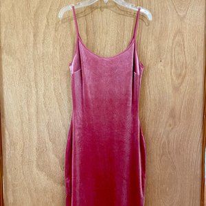 Pink velvet bodycon dress
